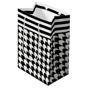 Bolsa De Regalo Mediana Patrón clásico de dientes de perro negro