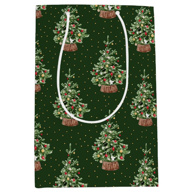 Bolsa De Regalo Mediana Patrón Clásico de Navidad (Anverso)