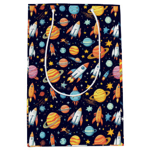 Bolsa De Regalo Mediana Patrón Colorido de Exploración Espacial
