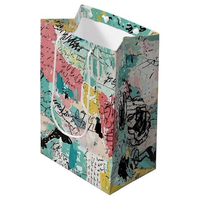 Bolsa De Regalo Mediana Patrón Colorido de Grafiti Urbano (2) (Angulo Anverso)