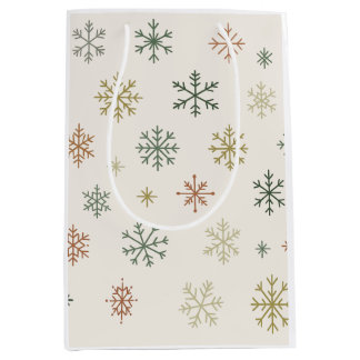 Bolsa De Regalo Mediana Patrón continuo de copos de nieve minimalistas