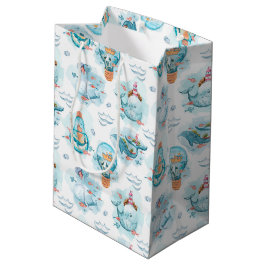 Bolsa De Regalo Mediana Patrón de acuarela de ballenas náuticas