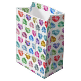 Bolsa De Regalo Mediana Patrón de acuarela del corazón del diamante Cute P