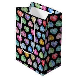 Bolsa De Regalo Mediana Patrón de acuarela del corazón del diamante Cute P