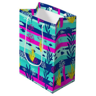 Bolsa De Regalo Mediana Patrón de Acuarela Náutica Retro (5)