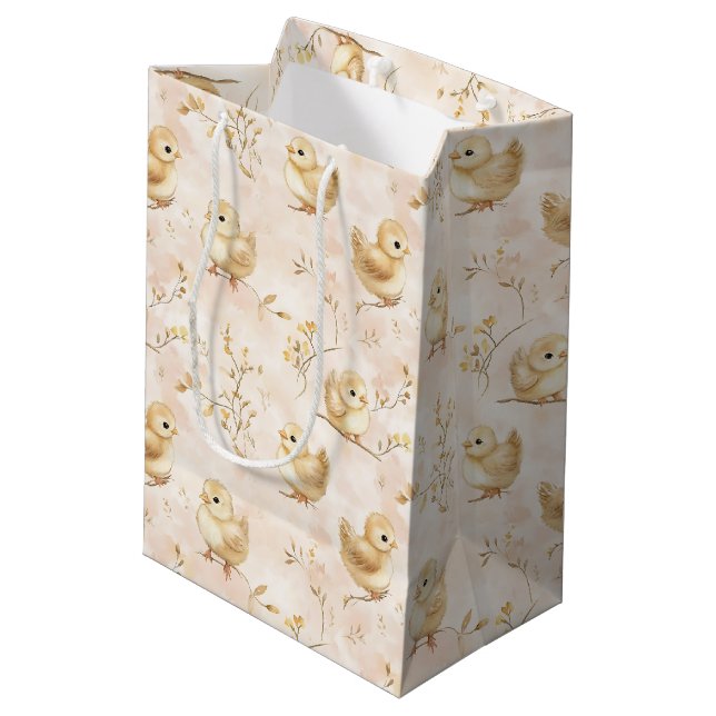 Bolsa De Regalo Mediana Patrón de acuarela rosada para bebés (Angulo reverso)