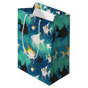 Bolsa De Regalo Mediana Patrón de acuario de peces angulares