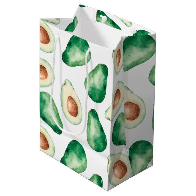Bolsa De Regalo Mediana Patrón de aguacate acuarela (Angulo Anverso)