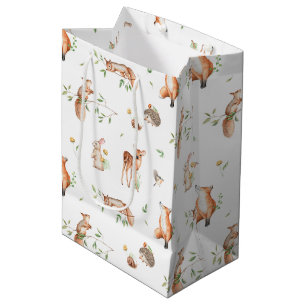 Bolsa De Regalo Mediana Patrón de amigos animales de Woodland