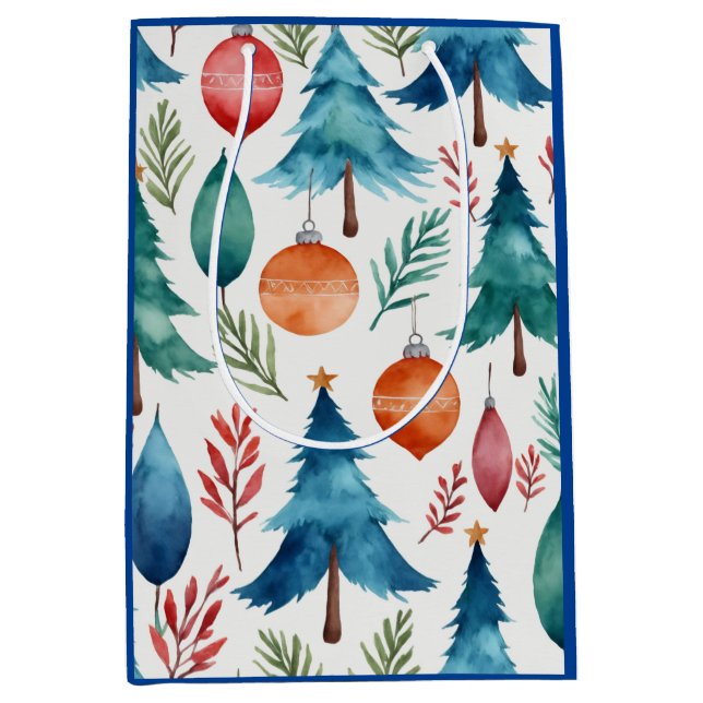 Bolsa De Regalo Mediana Patrón de árbol de Navidad (Anverso)