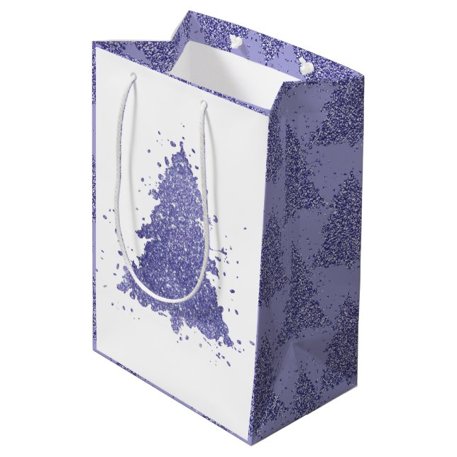 Bolsa De Regalo Mediana Patrón de árbol elegante | Navidades rosados de Du (Angulo reverso)