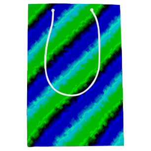 Bolsa De Regalo Mediana Patrón de arco iris 3D abstracto de azul verde