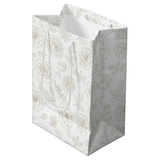 Bolsa De Regalo Mediana Patrón de arte de línea botánica minimalista (4) (Angulo Anverso)