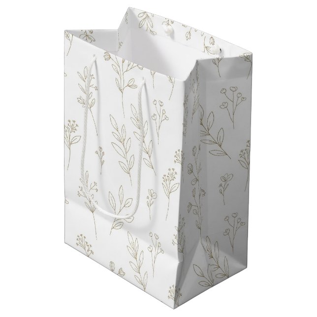 Bolsa De Regalo Mediana Patrón de arte de línea botánica minimalista (9) (Angulo Anverso)