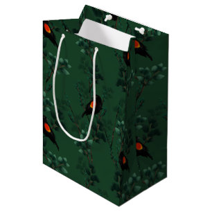 Bolsa De Regalo Mediana Patrón de ave negra de ala roja