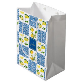 Bolsa De Regalo Mediana Patrón de Baldosa de País Francés con Monograma de