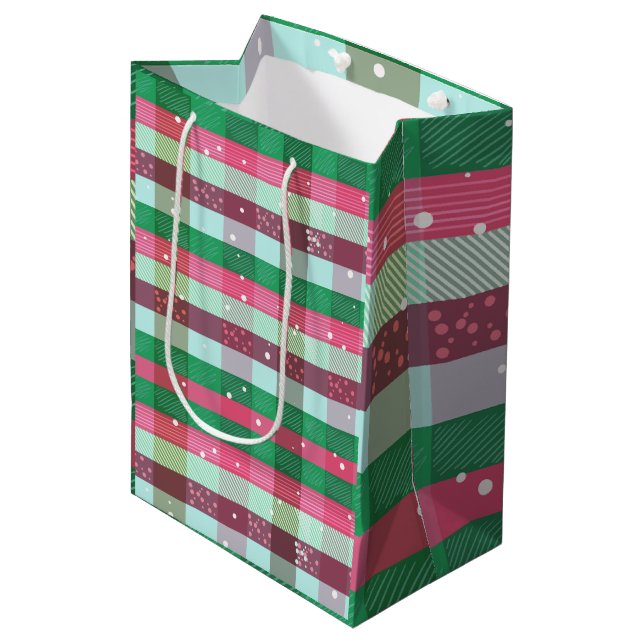 Bolsa De Regalo Mediana Patrón de bandas de Navidades clásicos (Angulo Anverso)