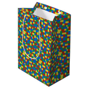 Bolsa De Regalo Mediana Patrón de bloque de juguete de ladrillo de constru