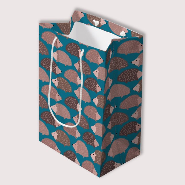 Bolsa De Regalo Mediana Patrón de bosque de Hedgehog (Cute hedgehog gift bags.  Matching gift wrap range available. Woodland, forest, kids birthday party)
