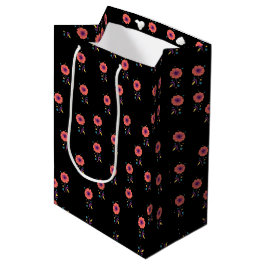 Bolsa De Regalo Mediana Patrón de botánica rosa diseño floral vintage únic