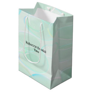 Bolsa De Regalo Mediana Patrón de burbujas verdes lindas