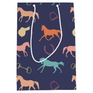 Bolsa De Regalo Mediana Patrón de caballo de inglés divertido multicolor