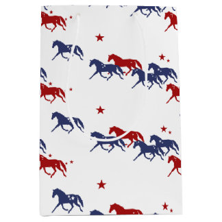 Bolsa De Regalo Mediana Patrón de caballos patrióticos trotando