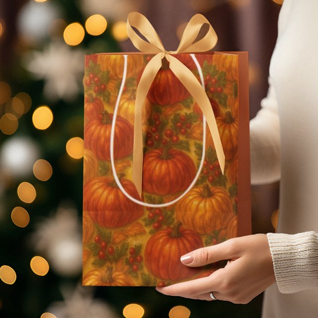 Bolsa De Regalo Mediana Patrón de calabaza de cosecha - Acción de Gracias  (Subido por el creador)