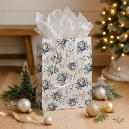 Bolsa De Regalo Mediana Patrón de cangrejo de Navidad costero