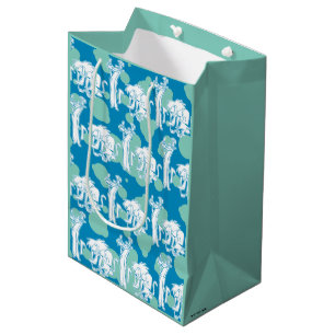 Bolsa De Regalo Mediana Patrón de caracteres azul de comadreja y baboon