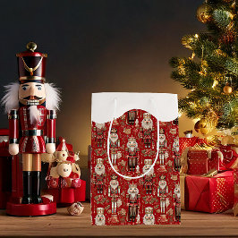 Bolsa De Regalo Mediana Patrón de cascanueces rojos Navidad nevada