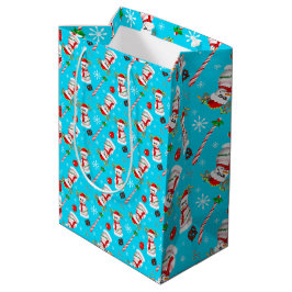 Bolsa De Regalo Mediana Patrón de celebración de Navidad del muñeco de nie