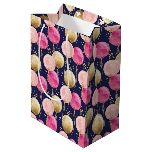 Bolsa De Regalo Mediana Patrón de Chica de cumpleaños (Angulo reverso)