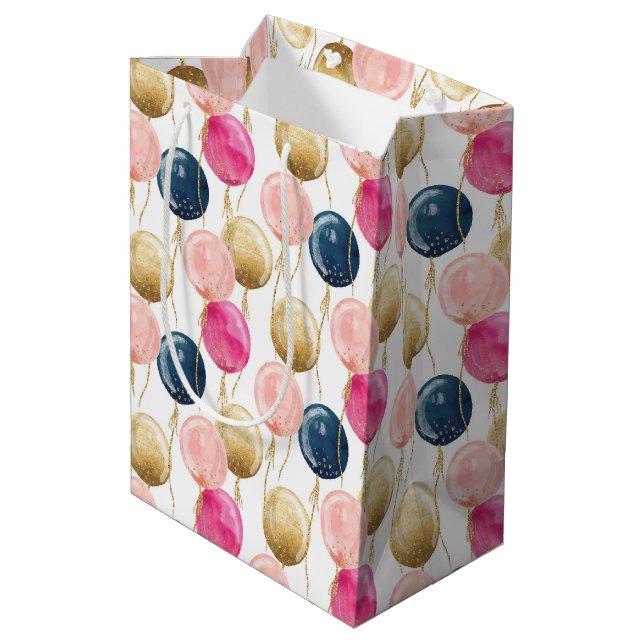 Bolsa De Regalo Mediana Patrón de Chica de cumpleaños (Angulo reverso)