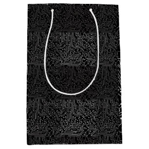 Bolsa De Regalo Mediana Patrón de circuito conectado b Negro GB