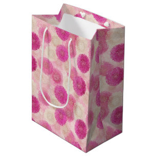Bolsa De Regalo Mediana Patrón de círculo de encaje floral abstracto rosa
