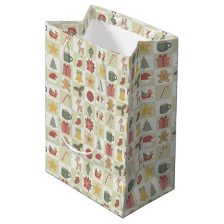 Bolsa De Regalo Mediana Patrón de Colcha de Navidad