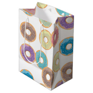 Bolsa De Regalo Mediana Patrón de coloridos Donuts y rociadores Pastel