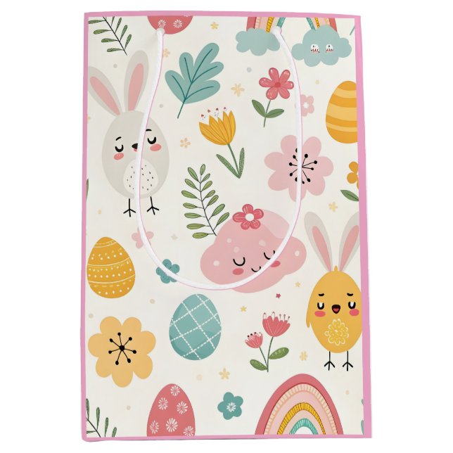 Bolsa De Regalo Mediana Patrón de conejo de Pascua (Anverso)