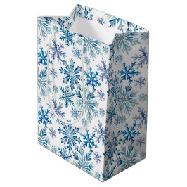 Bolsa De Regalo Mediana Patrón de copos de nieve en acuarela