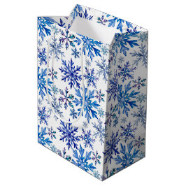 Bolsa De Regalo Mediana Patrón de copos de nieve en acuarela
