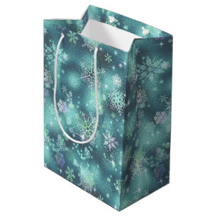 Bolsa De Regalo Mediana Patrón de copos de nieve más bonito ID846 Verde az