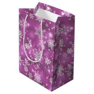 Bolsa De Regalo Mediana Patrón de copos de nieve más bonito Orquídea ID846