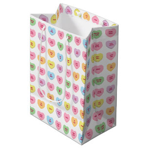 Bolsa De Regalo Mediana Patrón de corazones de conversación alegre y color