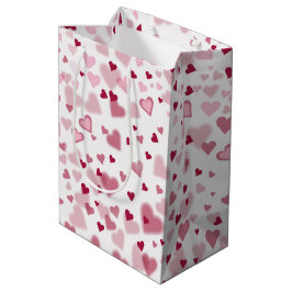 Bolsa De Regalo Mediana Patrón de Corazones Encantadores Rosa