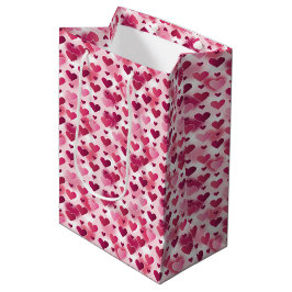 Bolsa De Regalo Mediana Patrón de Corazones Rosados - Tema del Día de San