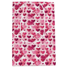Bolsa De Regalo Mediana Patrón de Corazones Rosados - Tema del Día de San