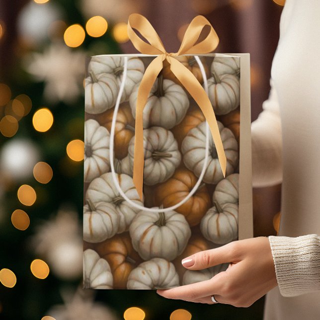 Bolsa De Regalo Mediana Patrón de cosecha de calabaza de otoño | Caída Rus (Subido por el creador)