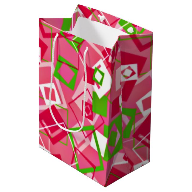 Bolsa De Regalo Mediana Patrón de cuadrados retro (Angulo Anverso)