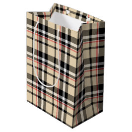 Bolsa De Regalo Mediana Patrón de cuadros escoceses en rojo beige negro y